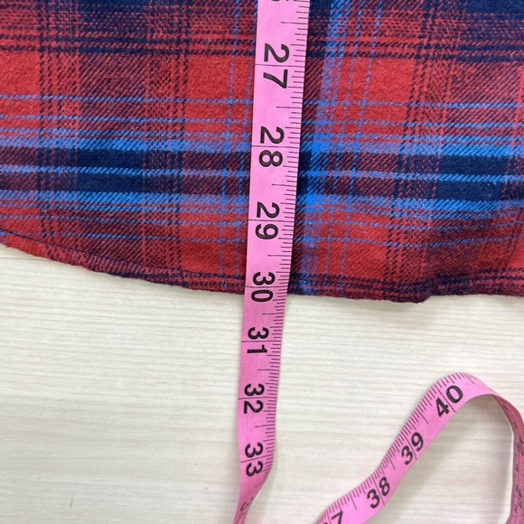 Hurley Shirt Mens LARGE Red & Blue Plaid Flannel Button Up Front Pockets Logo - Picture 14 of 15